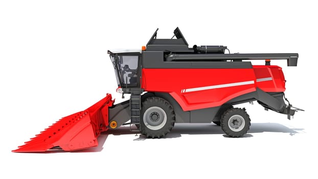 Combine Harvester 3D rendering model on white background