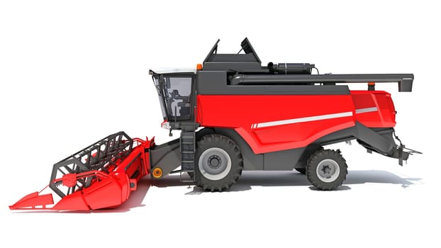Combine Harvester 3D rendering model on white background