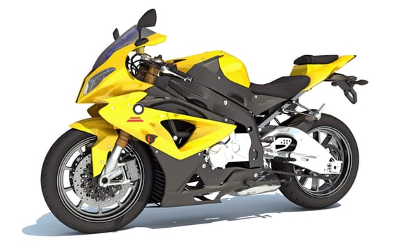 Sport Bike Racing Motorcycle 3D rendering model on white background