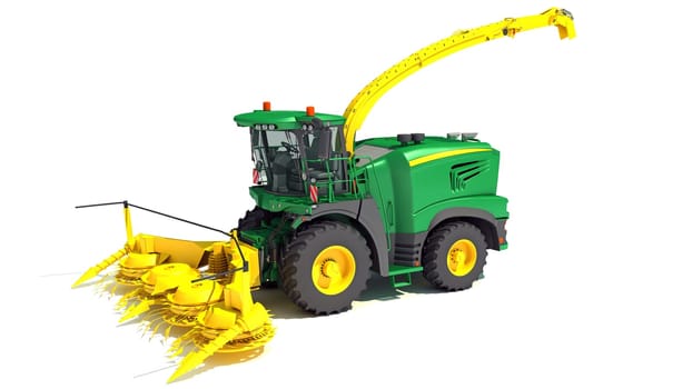 Combine Harvester farm equipment 3D rendering model on white background