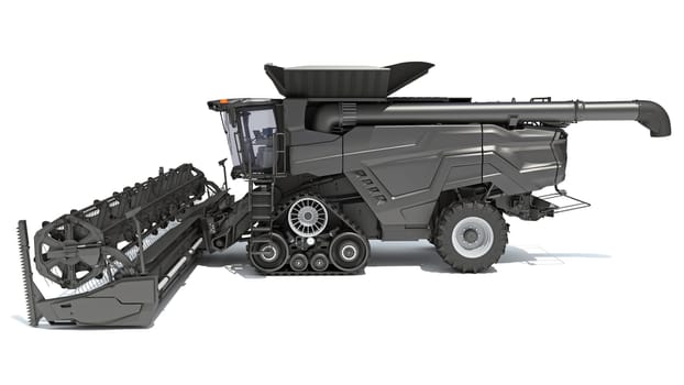 Combine Harvester farm equipment 3D rendering model on white background