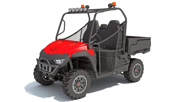UTV Utility Vehicle 3D rendering model on white background