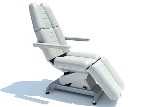 Medical Examination Chair 3D rendering model on white background