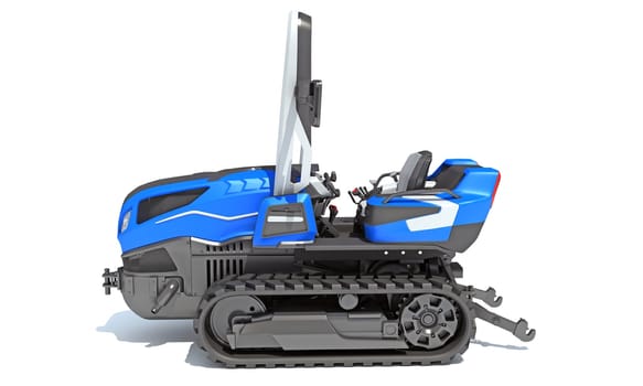 Tracked Tractor farm equipment 3D rendering model on white background