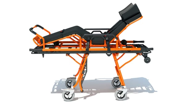 Stretcher Trolley medical equipment 3D rendering model on white background