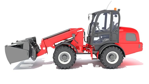 Telehandler heavy construction machinery 3D rendering model on white background