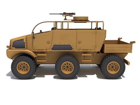 Military Vehicle 3D rendering model on white background
