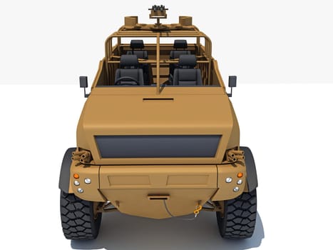 Military Vehicle 3D rendering model on white background