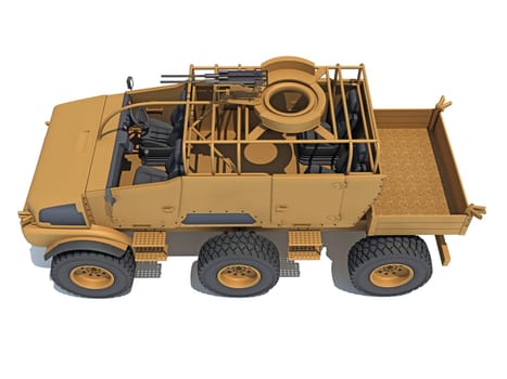 Military Vehicle 3D rendering model on white background