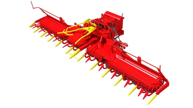 Combine Harvester Threshing Header 3D rendering model on white background
