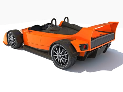 Race Car 3D rendering model on white background