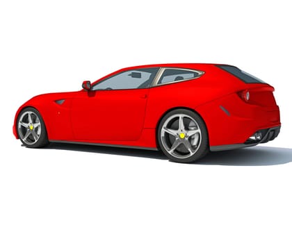 Race Car 3D rendering model on white background