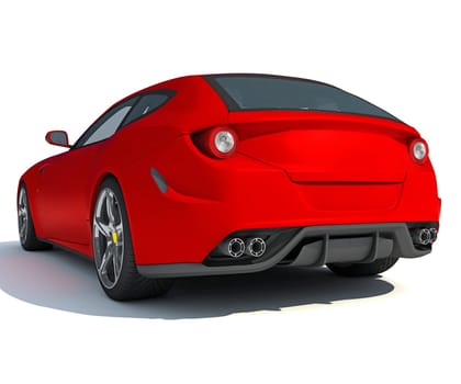 Race Car 3D rendering model on white background
