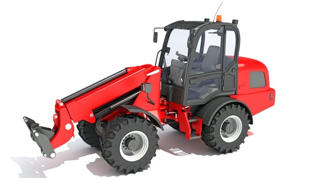 Telescopic Wheel Loader 3D rendering model on white background