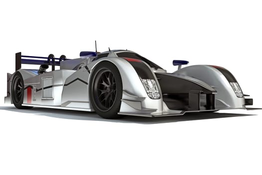 Race Car 3D rendering model on white background