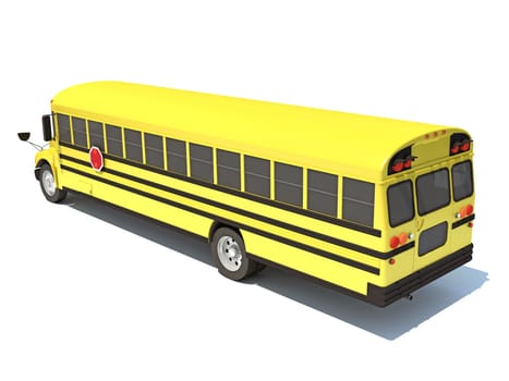 School Bus 3D rendering model on white background