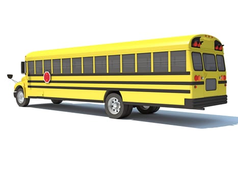 School Bus 3D rendering model on white background