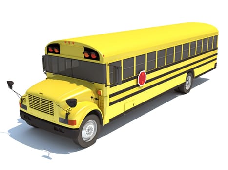 School Bus 3D rendering model on white background
