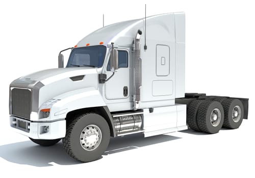 Semi Truck 3D rendering model on white background