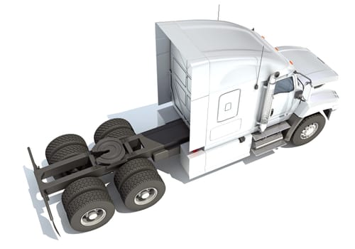 Semi Truck 3D rendering model on white background