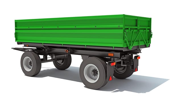 Farm Trailer 3D rendering model on white background