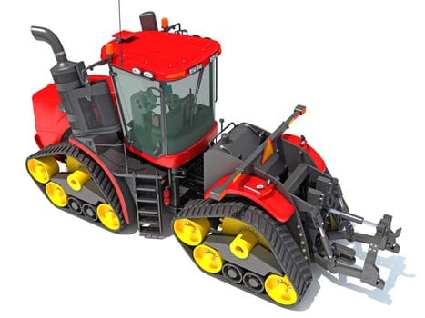 Farm Tractor 3D rendering model on white background