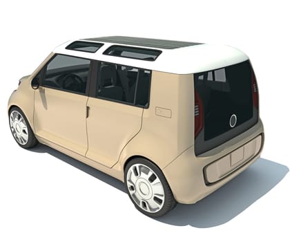 Car 3D rendering model on white background