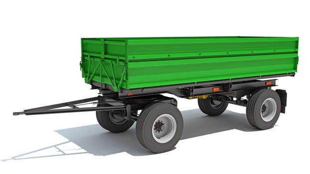 Farm Trailer 3D rendering model on white background