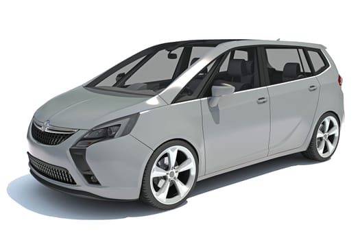 Car 3D rendering model on white background