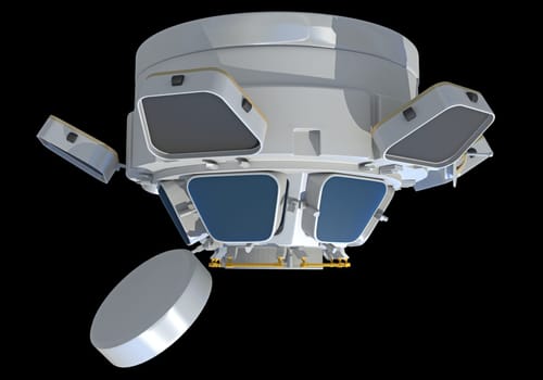 Service Module of ISS International Space Station 3D rendering model on black background
