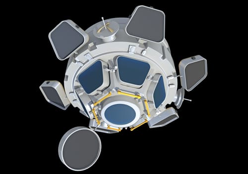 Service Module of ISS International Space Station 3D rendering model on black background