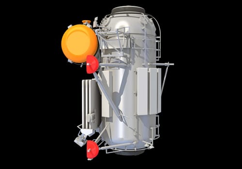 Service Module of ISS International Space Station 3D rendering model on black background