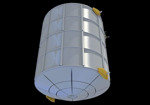 Service Module of ISS International Space Station 3D rendering model on black background