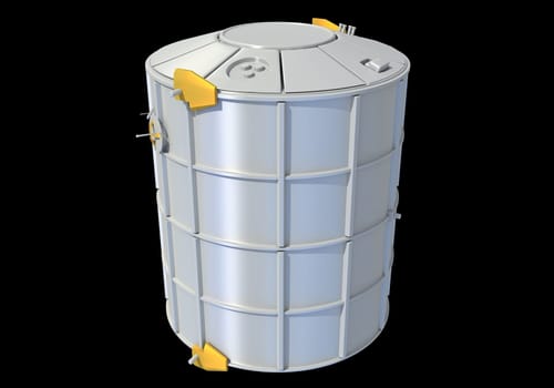 Service Module of ISS International Space Station 3D rendering model on black background