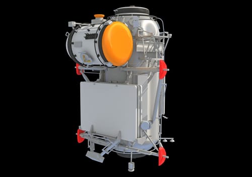 Service Module of ISS International Space Station 3D rendering model on black background