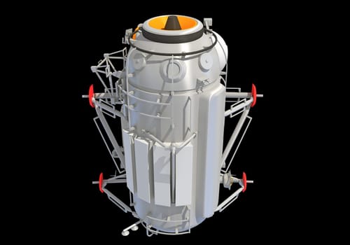 Service Module of ISS International Space Station 3D rendering model on black background