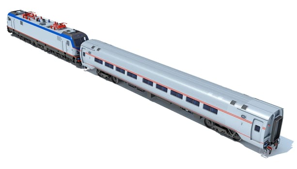 Locomotive train 3D rendering model on white background