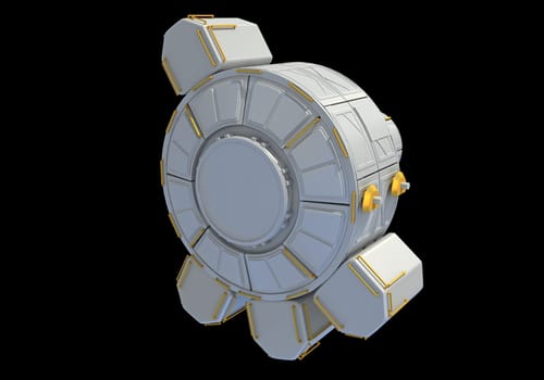Service Module of ISS International Space Station 3D rendering model on black background