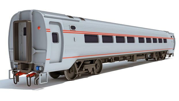 Passenger Train 3D rendering model on white background