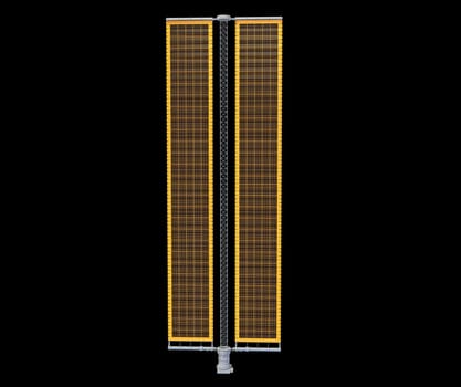 Solar Array Panel 3D rendering model on black background