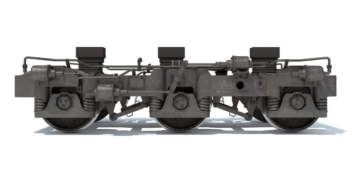 Train Locomotive Trucks Wheels 3D rendering model on white background
