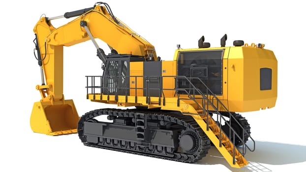 Tracked Mining Excavator heavy construction machinery 3D rendering model