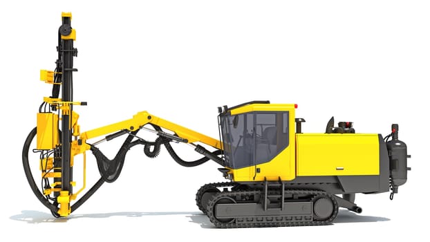 Surface Drilling Rig heavy construction machinery 3D rendering model on white background
