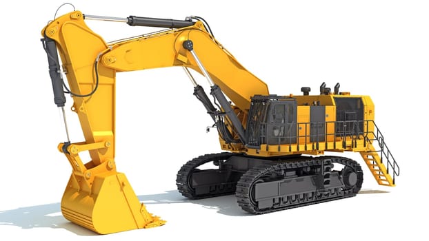 Tracked Mining Excavator heavy construction machinery 3D rendering model
