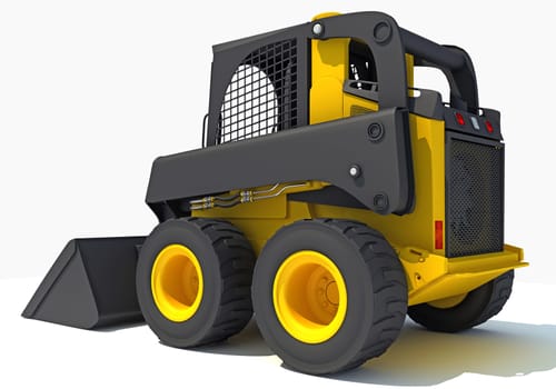 Skid Steer Loader 3D rendering model on white background