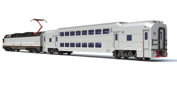 Locomotive train 3D rendering model on white background