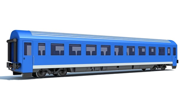 Passenger Train 3D rendering model on white background