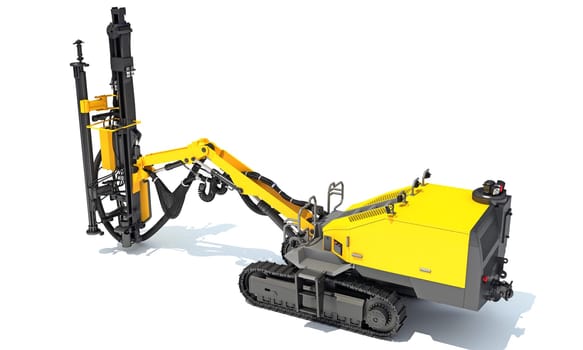 Surface Drilling Rig heavy construction machinery 3D rendering model on white background
