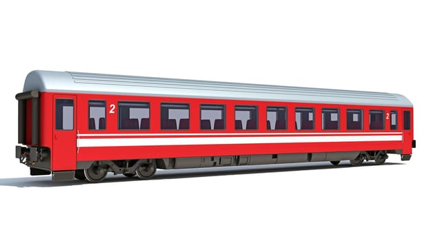 Passenger Train 3D rendering model on white background