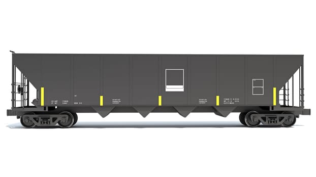 Railroad Hopper Car 3D rendering model on white background